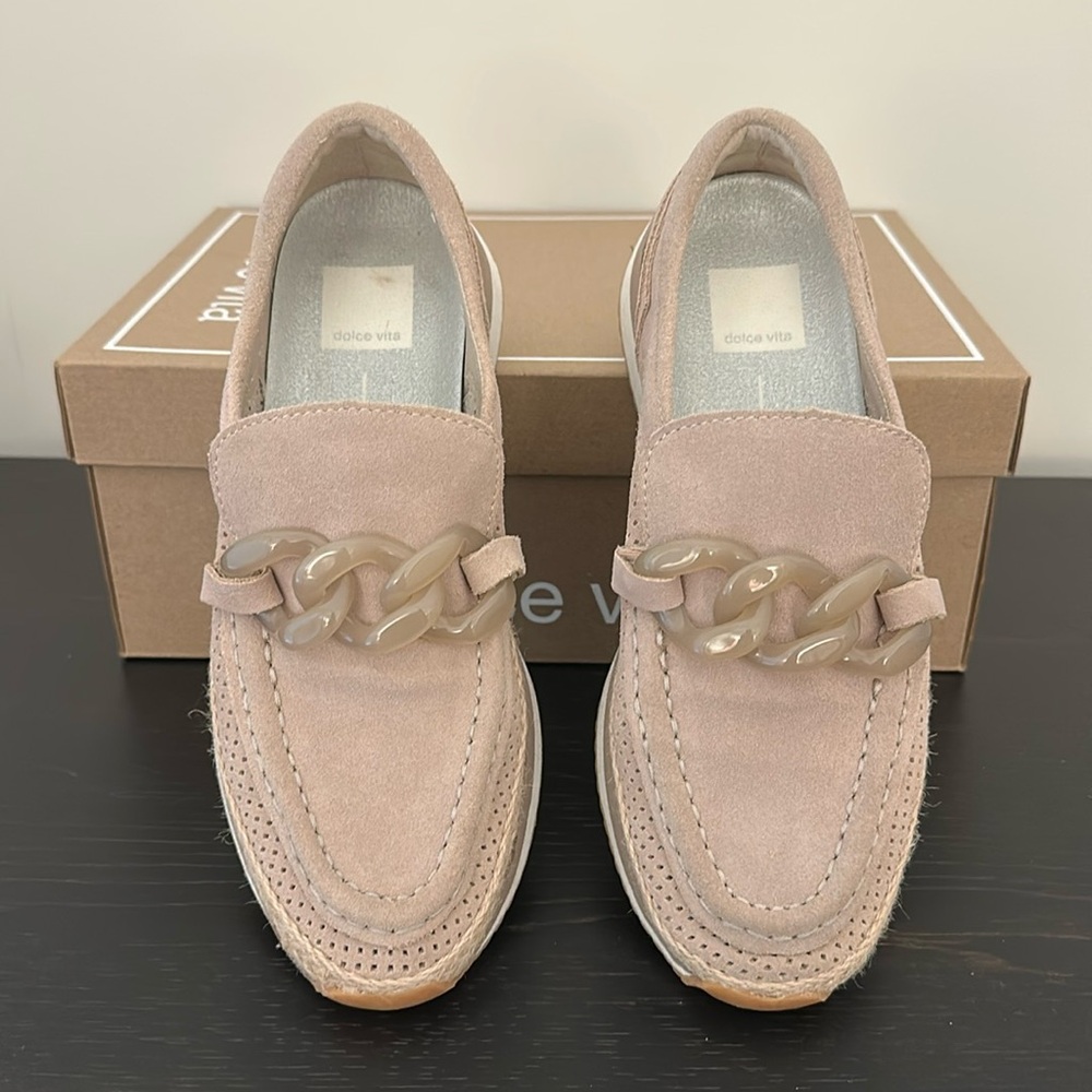Dolce Vita Jadah Taupe Suede Slip On Loafers